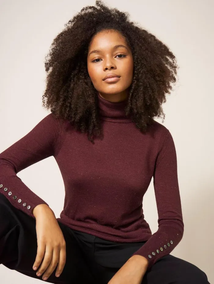 White Stuff KNITWEAR SPARKLE ROLL NECK JUMPER Dk Plum 8211 Women White Stuff KNITWEAR SPARKLE ROLL NECK JUMPER Dk Plum 8211 Women