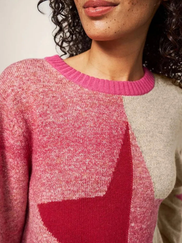 White Stuff KNITWEAR SPLIT STAR JUMPER Pink Multi 8211 Women White Stuff KNITWEAR SPLIT STAR JUMPER Pink Multi 8211 Women
