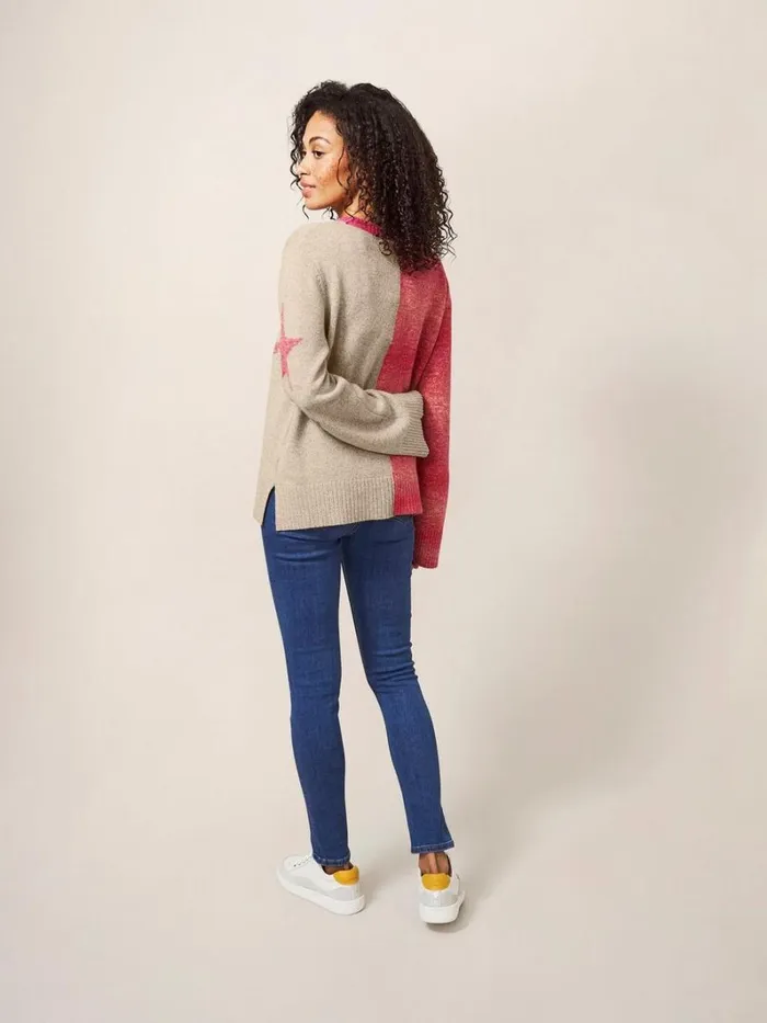White Stuff KNITWEAR SPLIT STAR JUMPER Pink Multi 8211 Women White Stuff KNITWEAR SPLIT STAR JUMPER Pink Multi 8211 Women