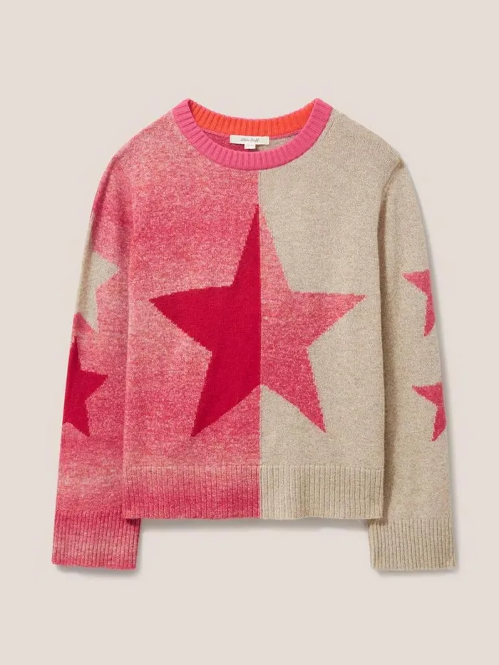 White Stuff KNITWEAR SPLIT STAR JUMPER Pink Multi 8211 Women White Stuff KNITWEAR SPLIT STAR JUMPER Pink Multi 8211 Women