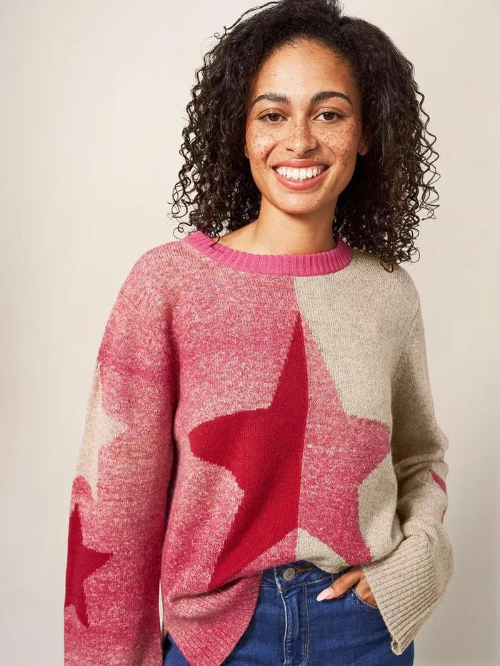 White Stuff KNITWEAR SPLIT STAR JUMPER Pink Multi 8211 Women White Stuff KNITWEAR SPLIT STAR JUMPER Pink Multi 8211 Women