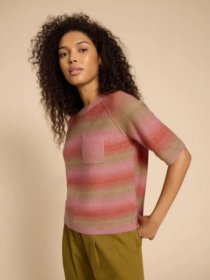 White Stuff KNITWEAR STELLA SPACEDYE KNITTED TEE Pink Multi 8211 Women White Stuff KNITWEAR STELLA SPACEDYE KNITTED TEE Pink Multi 8211 Women