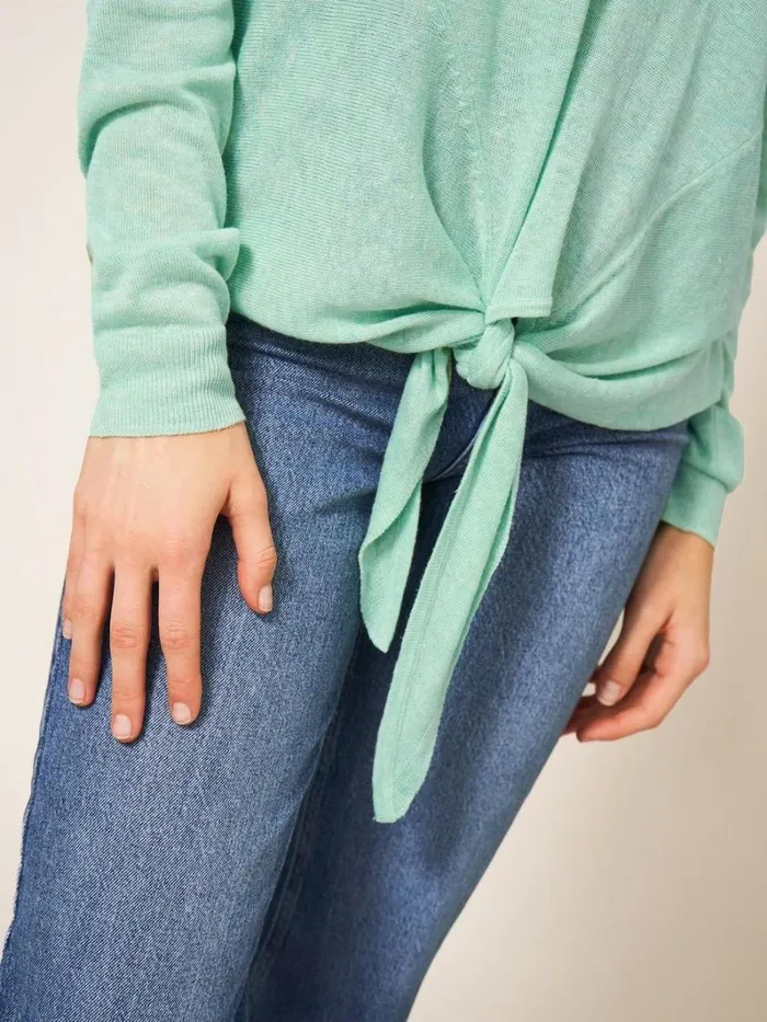 White Stuff KNITWEAR TIE HEM JUMPER Light Teal 8211 Women White Stuff KNITWEAR TIE HEM JUMPER Light Teal 8211 Women