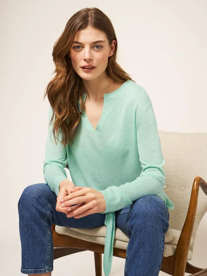 White Stuff KNITWEAR TIE HEM JUMPER Light Teal 8211 Women White Stuff KNITWEAR TIE HEM JUMPER Light Teal 8211 Women