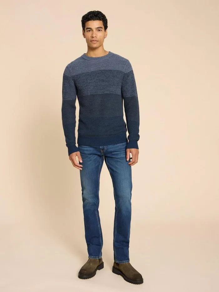White Stuff KNITWEAR Twisted Colourblock Jumper Blue Multi 8211 Men