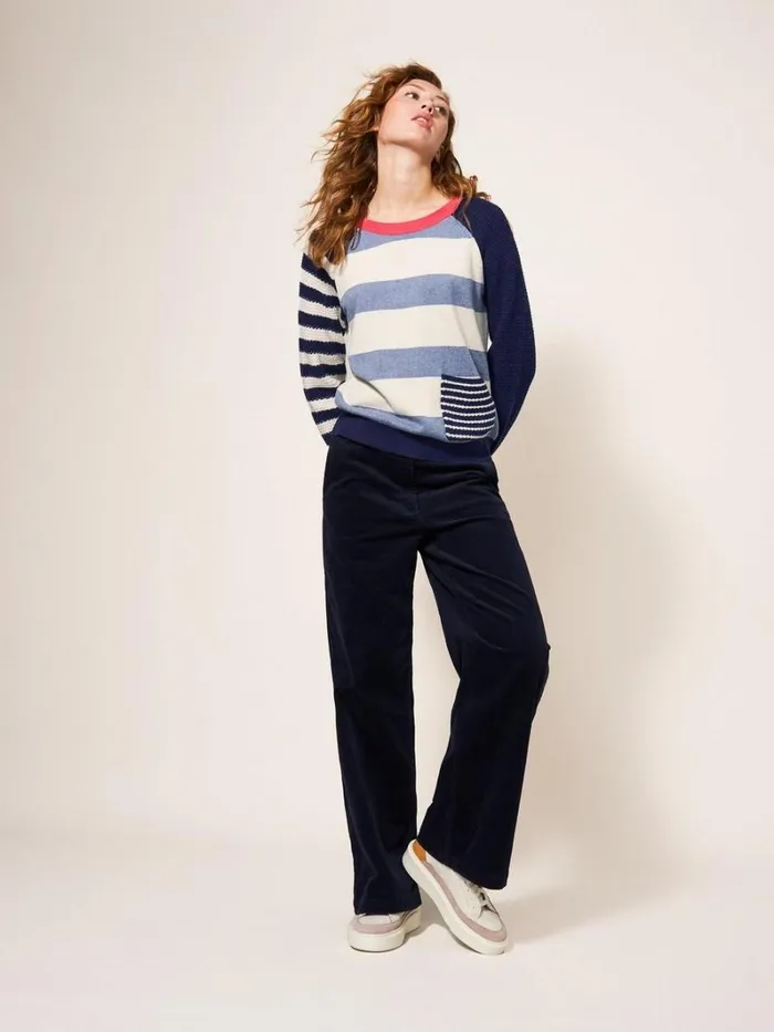 White Stuff KNITWEAR TYNE STRIPE JUMPER Teal Multi 8211 Women