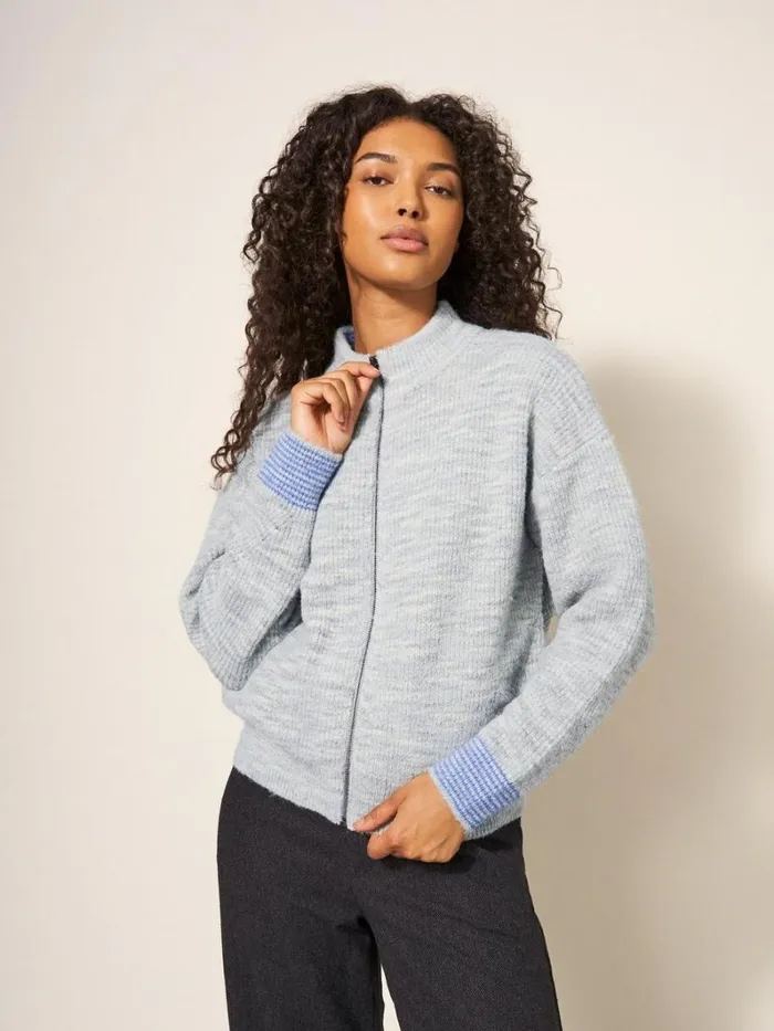 White Stuff KNITWEAR WEEKEND BOMBER Grey Marl 8211 Women