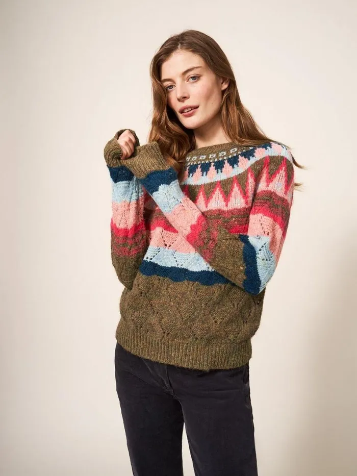 White Stuff KNITWEAR YOKE PATTERN JUMPER Pink Multi 8211 Women White Stuff KNITWEAR YOKE PATTERN JUMPER Pink Multi 8211 Women