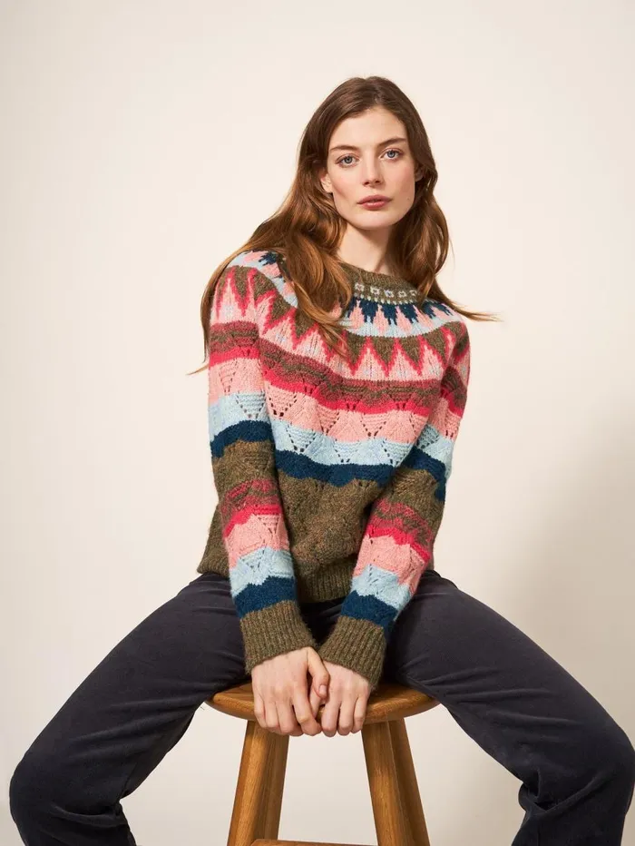 White Stuff KNITWEAR YOKE PATTERN JUMPER Pink Multi 8211 Women White Stuff KNITWEAR YOKE PATTERN JUMPER Pink Multi 8211 Women