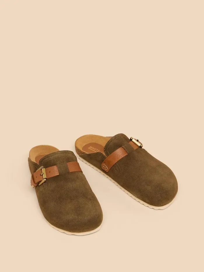 White Stuff MULES Myrtle Suede Slip On Mule Khaki Green 8211 Women