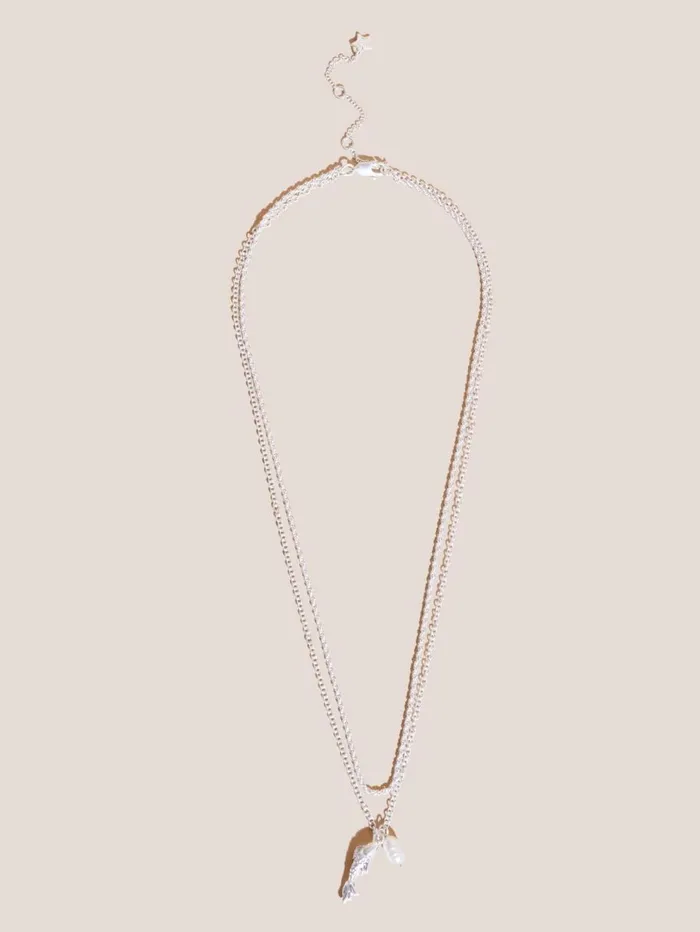 White Stuff NECKLACES Double Row Fish Pearl Necklace Silver Tone Metallic 8211 Women White Stuff NECKLACES Double Row Fish Pearl Necklace Silver Tone Metallic 8211 Women