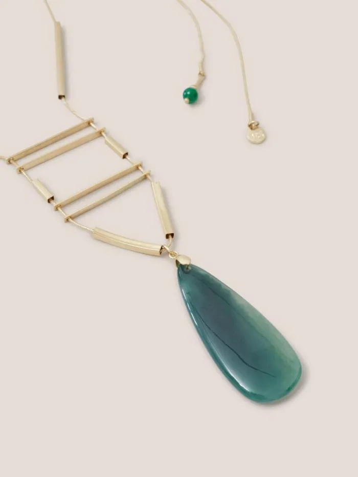 White Stuff NECKLACES Teardrop Stone Necklace Green Multi 8211 Women