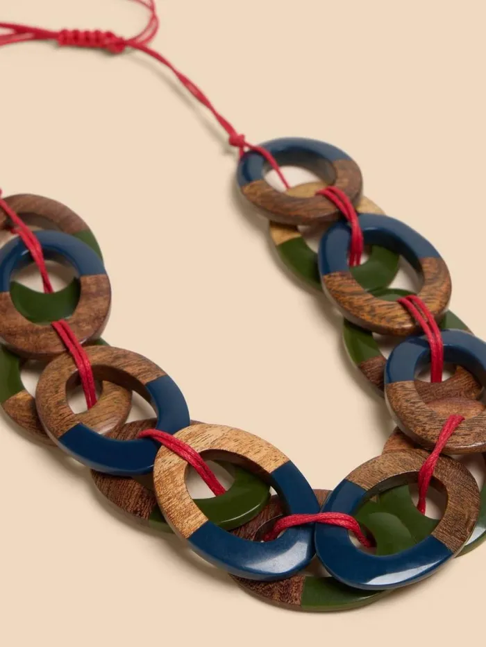 White Stuff NECKLACES Thea Wood Resin Link Necklace Green Multi 8211 Women