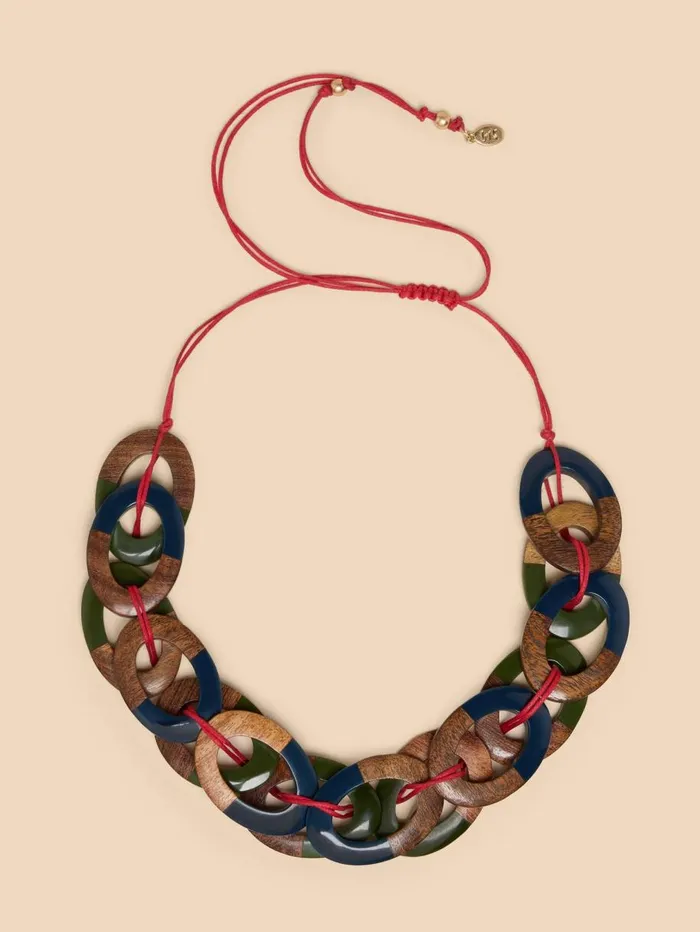 White Stuff NECKLACES Thea Wood Resin Link Necklace Green Multi 8211 Women White Stuff NECKLACES Thea Wood Resin Link Necklace Green Multi 8211 Women