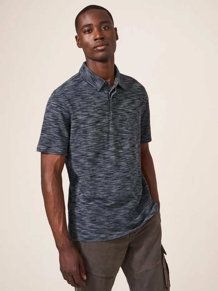 White Stuff POLO SHIRTS Spacedye Polo Mid Grey 8211 Men