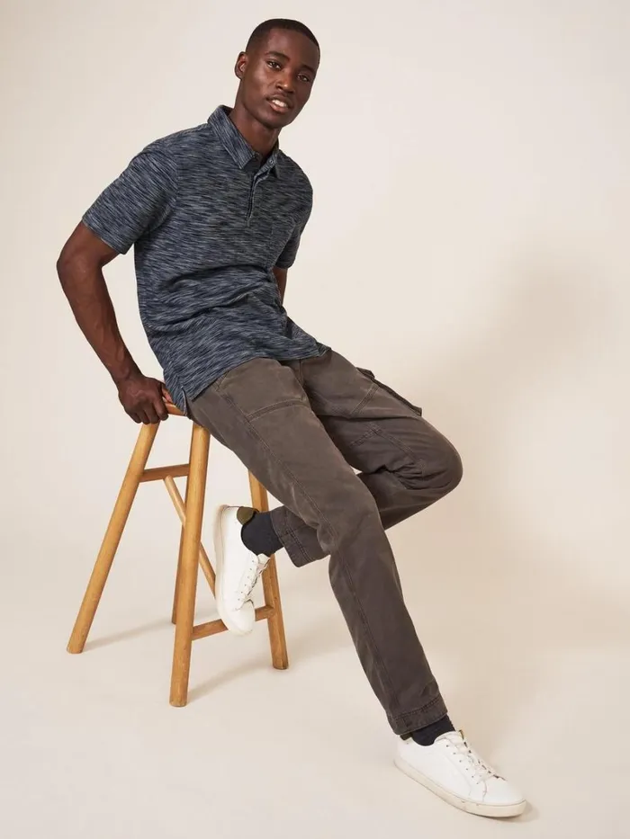 White Stuff POLO SHIRTS Spacedye Polo Mid Grey 8211 Men White Stuff POLO SHIRTS Spacedye Polo Mid Grey 8211 Men