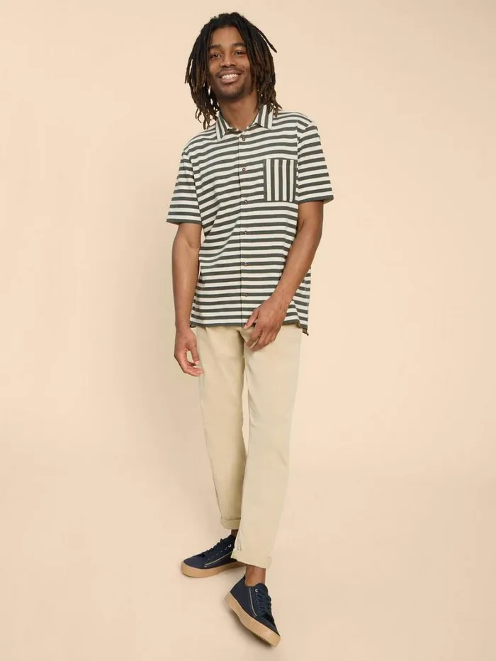 White Stuff POLO SHIRTS Striped Jersey Shirt Green Multi 8211 Men
