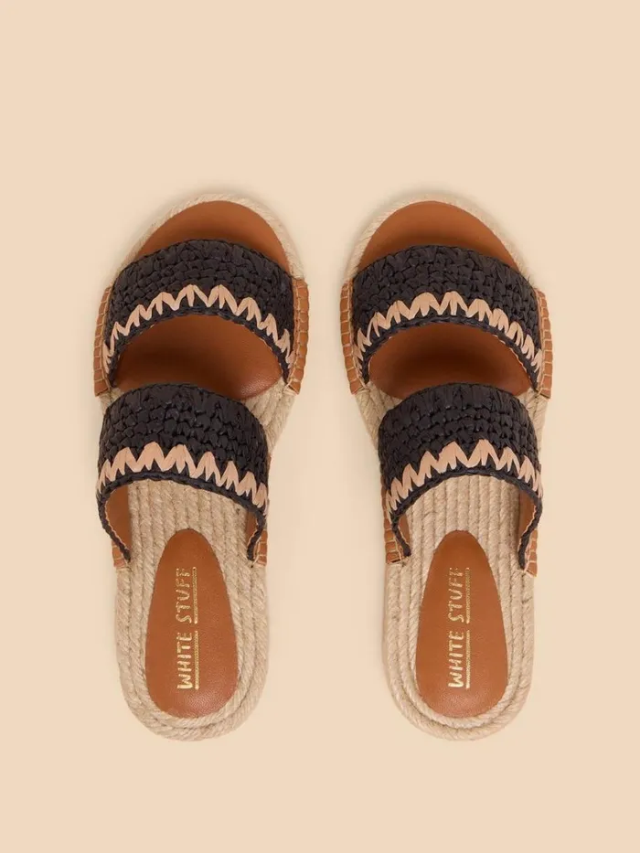 White Stuff SANDALS Belflower Raffia Mule Black Multi 8211 Women White Stuff SANDALS Belflower Raffia Mule Black Multi 8211 Women