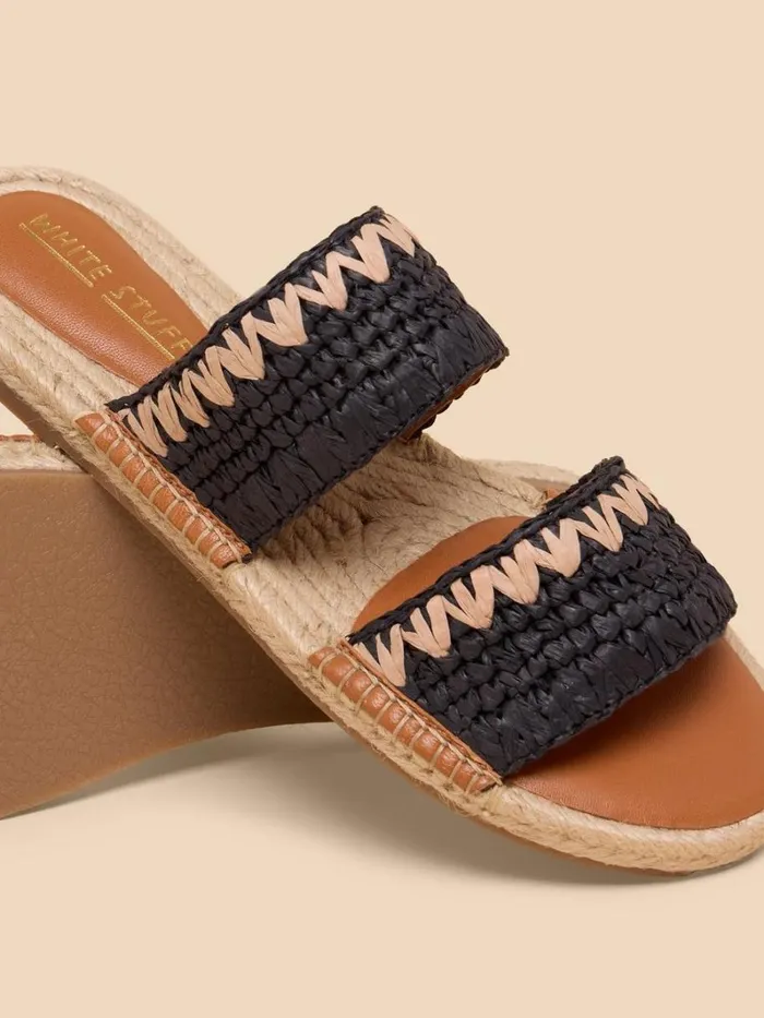 White Stuff SANDALS Belflower Raffia Mule Black Multi 8211 Women White Stuff SANDALS Belflower Raffia Mule Black Multi 8211 Women