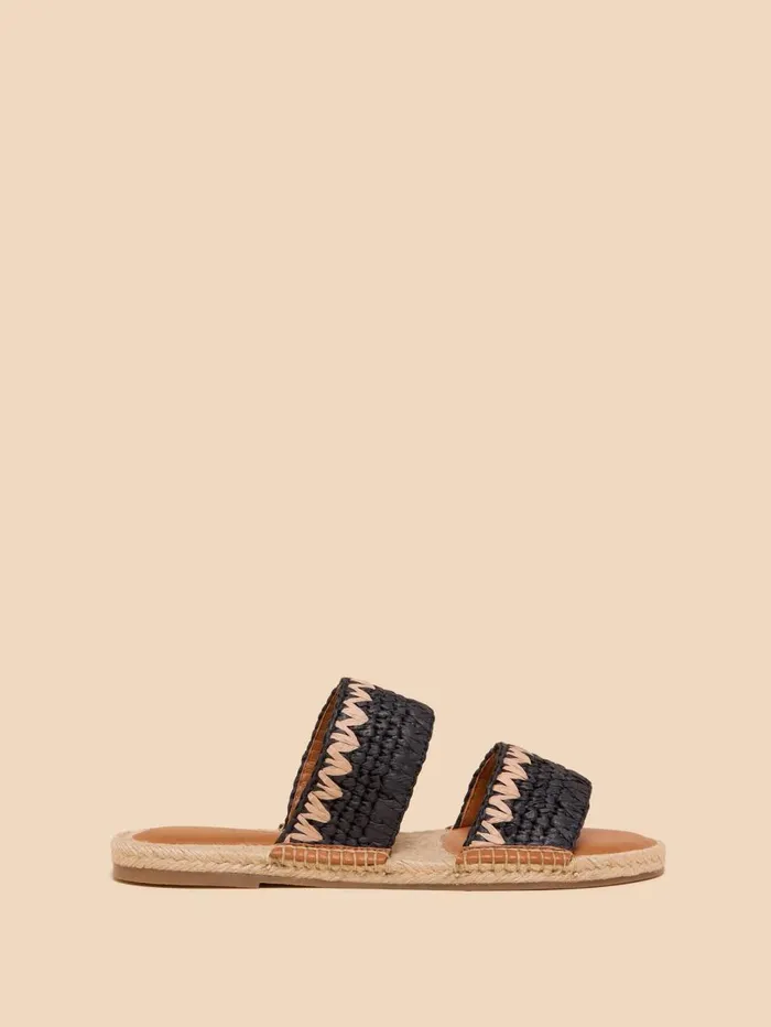 White Stuff SANDALS Belflower Raffia Mule Black Multi 8211 Women White Stuff SANDALS Belflower Raffia Mule Black Multi 8211 Women