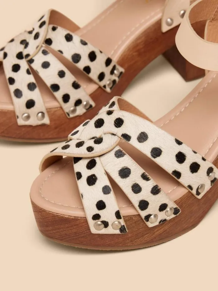 White Stuff SANDALS Cosmo Leather Heeled Clog Ivory Print 8211 Women White Stuff SANDALS Cosmo Leather Heeled Clog Ivory Print 8211 Women