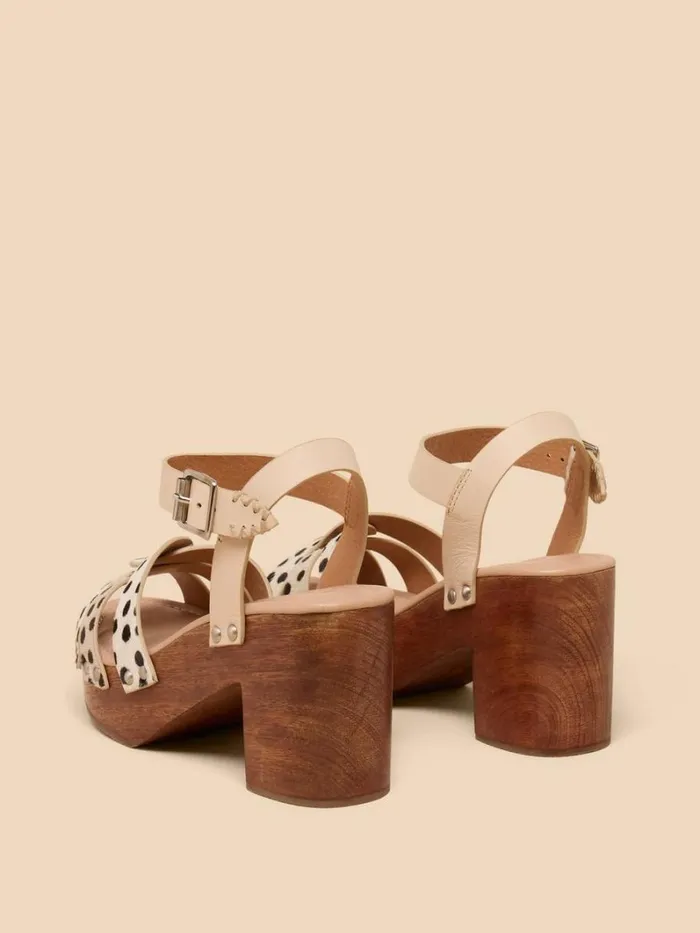 White Stuff SANDALS Cosmo Leather Heeled Clog Ivory Print 8211 Women White Stuff SANDALS Cosmo Leather Heeled Clog Ivory Print 8211 Women