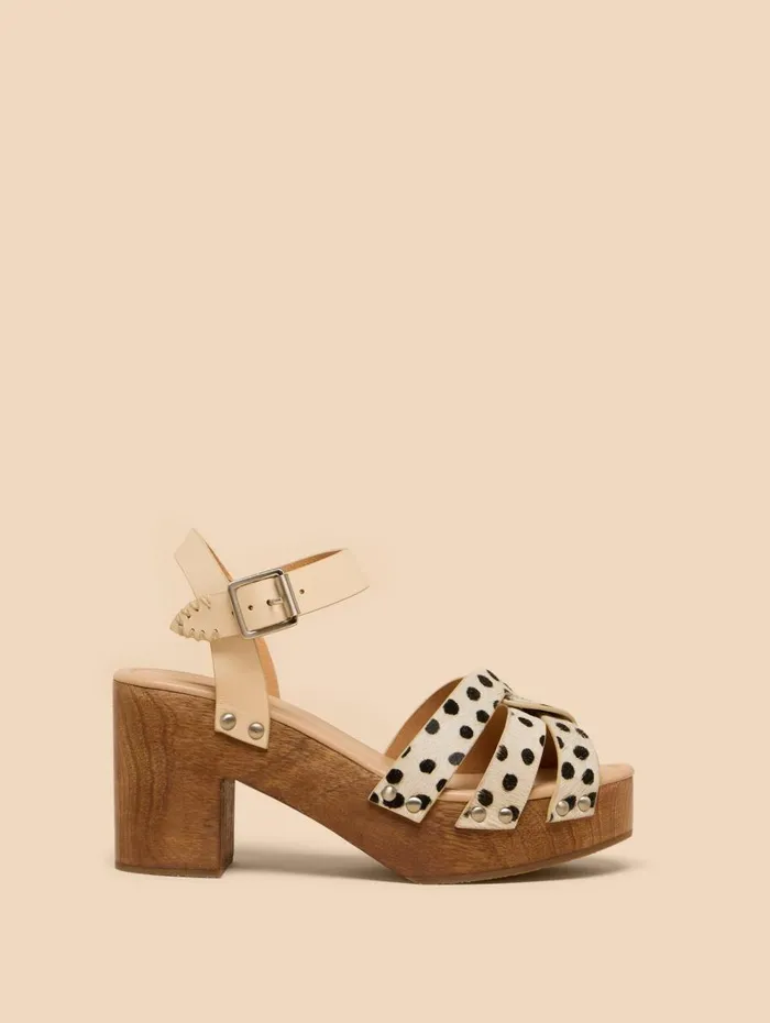 White Stuff SANDALS Cosmo Leather Heeled Clog Ivory Print 8211 Women White Stuff SANDALS Cosmo Leather Heeled Clog Ivory Print 8211 Women