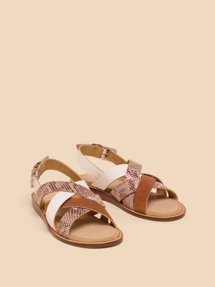 White Stuff SANDALS Holly Leather Mini Wedge Tan Multi 8211 Women