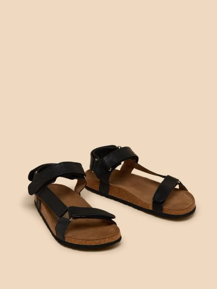 White Stuff SANDALS Trek Footbed Sandal Pure Black 8211 Women