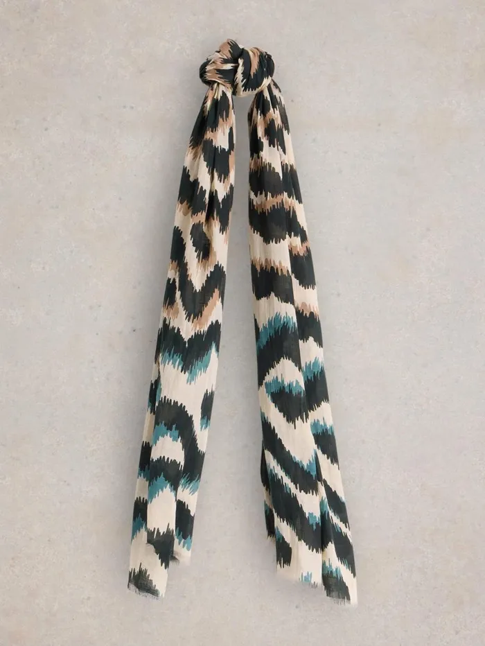 White Stuff SCARVES Squiggle Ikat Print Scarf Natural Multi 8211 Women White Stuff SCARVES Squiggle Ikat Print Scarf Natural Multi 8211 Women