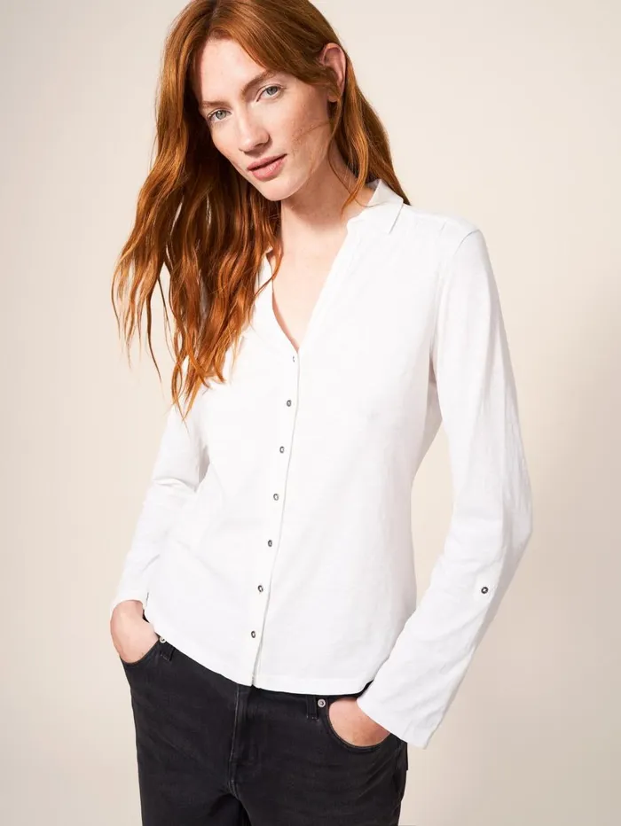 White Stuff SHIRTS and BLOUSES Annie Cotton Jersey Shirt Brilliant White 8211 Women White Stuff SHIRTS and BLOUSES Annie Cotton Jersey Shirt Brilliant White 8211 Women
