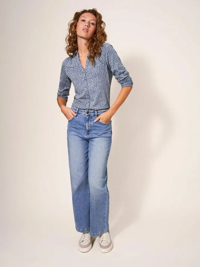 White Stuff SHIRTS and BLOUSES Annie Cotton Jersey Shirt Grey Print 8211 Women White Stuff SHIRTS and BLOUSES Annie Cotton Jersey Shirt Grey Print 8211 Women
