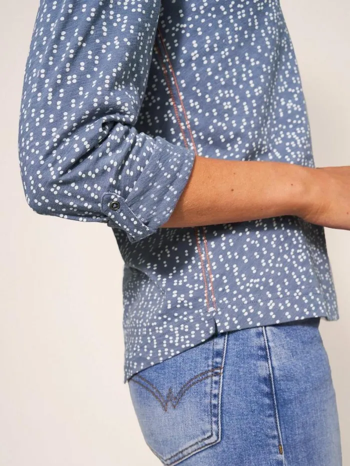 White Stuff SHIRTS and BLOUSES Annie Cotton Jersey Shirt Grey Print 8211 Women White Stuff SHIRTS and BLOUSES Annie Cotton Jersey Shirt Grey Print 8211 Women