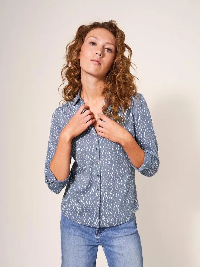 White Stuff SHIRTS and BLOUSES Annie Cotton Jersey Shirt Grey Print 8211 Women White Stuff SHIRTS and BLOUSES Annie Cotton Jersey Shirt Grey Print 8211 Women
