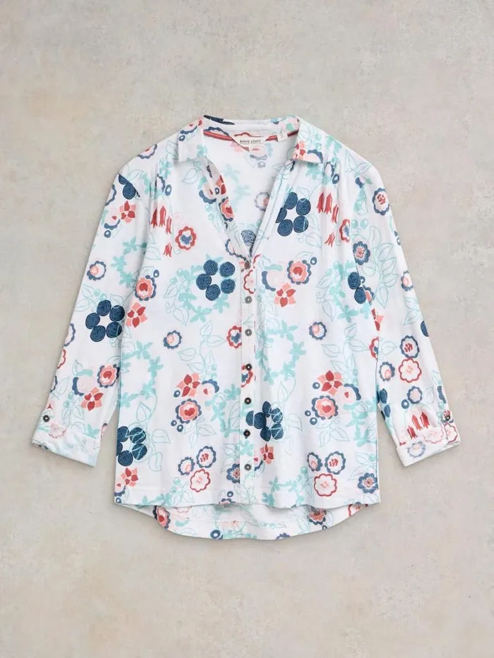 White Stuff SHIRTS and BLOUSES ANNIE JERSEY LONG SLEEVE SHIRT White Print 8211 Women White Stuff SHIRTS and BLOUSES ANNIE JERSEY LONG SLEEVE SHIRT White Print 8211 Women