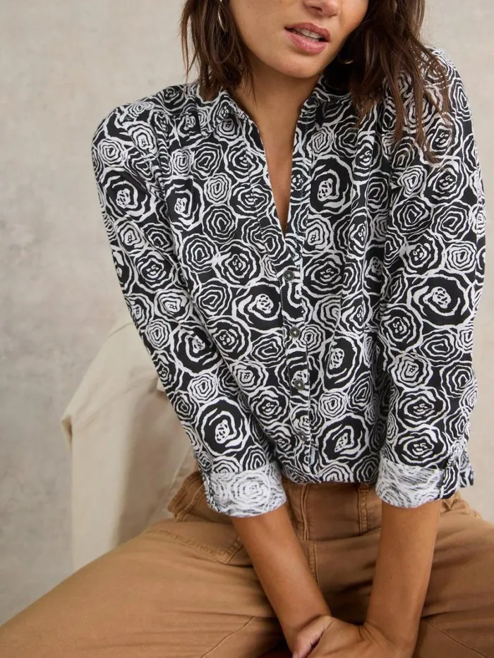 White Stuff SHIRTS and BLOUSES ANNIE LONG SLEEVE COTTON SHIRT Black Print 8211 Women White Stuff SHIRTS and BLOUSES ANNIE LONG SLEEVE COTTON SHIRT Black Print 8211 Women
