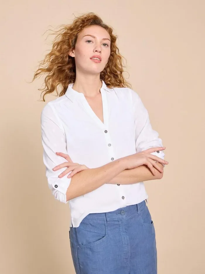 White Stuff SHIRTS and BLOUSES ANNIE MIX JERSEY SHIRT Pale Ivory 8211 Women
