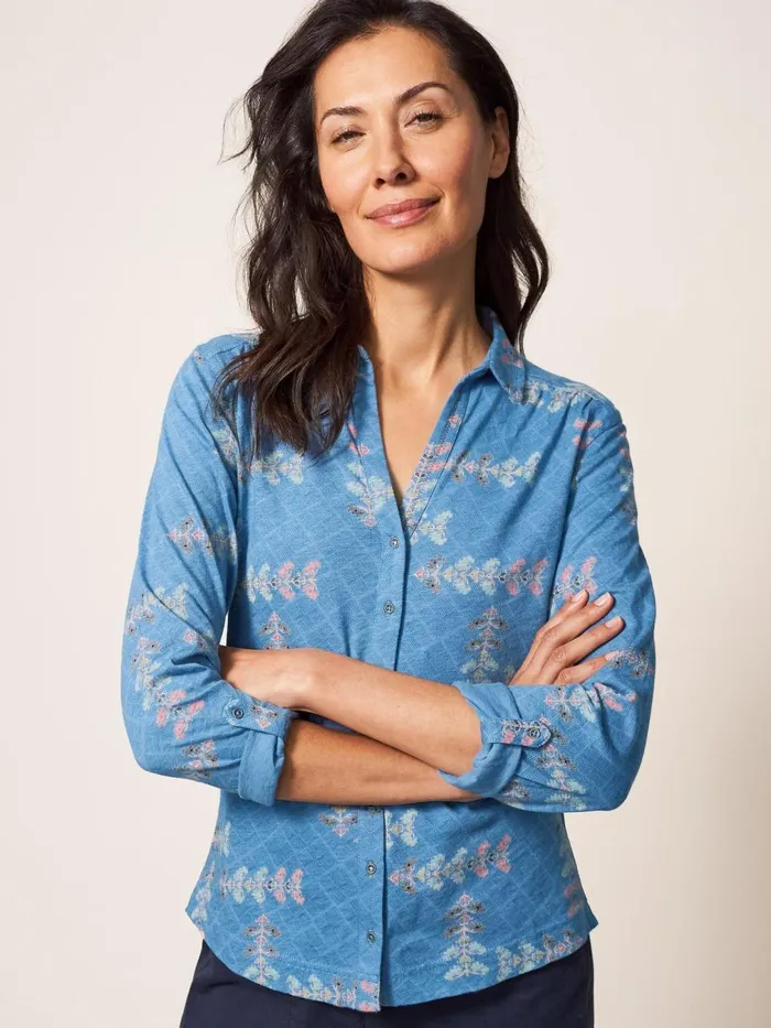 White Stuff SHIRTS and BLOUSES Annie Patterned Jersey Shirt Blue Multi 8211 Women White Stuff SHIRTS and BLOUSES Annie Patterned Jersey Shirt Blue Multi 8211 Women