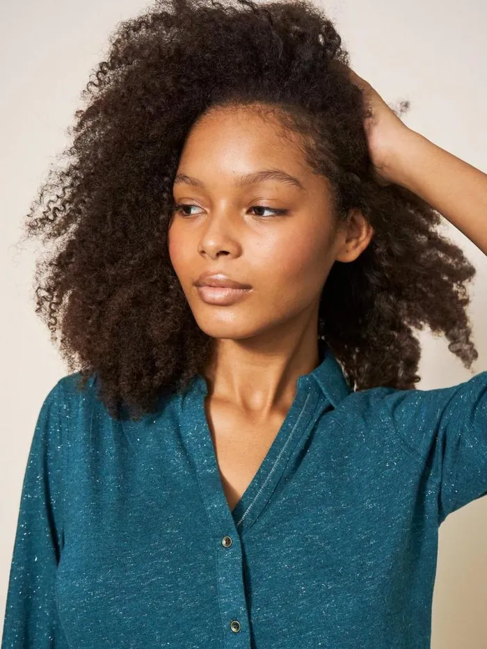 White Stuff SHIRTS and BLOUSES ANNIE SPARKLE SLIM FIT SHIRT Dk Teal 8211 Women
