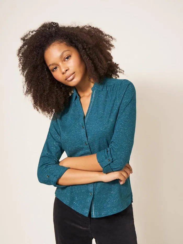 White Stuff SHIRTS and BLOUSES ANNIE SPARKLE SLIM FIT SHIRT Dk Teal 8211 Women