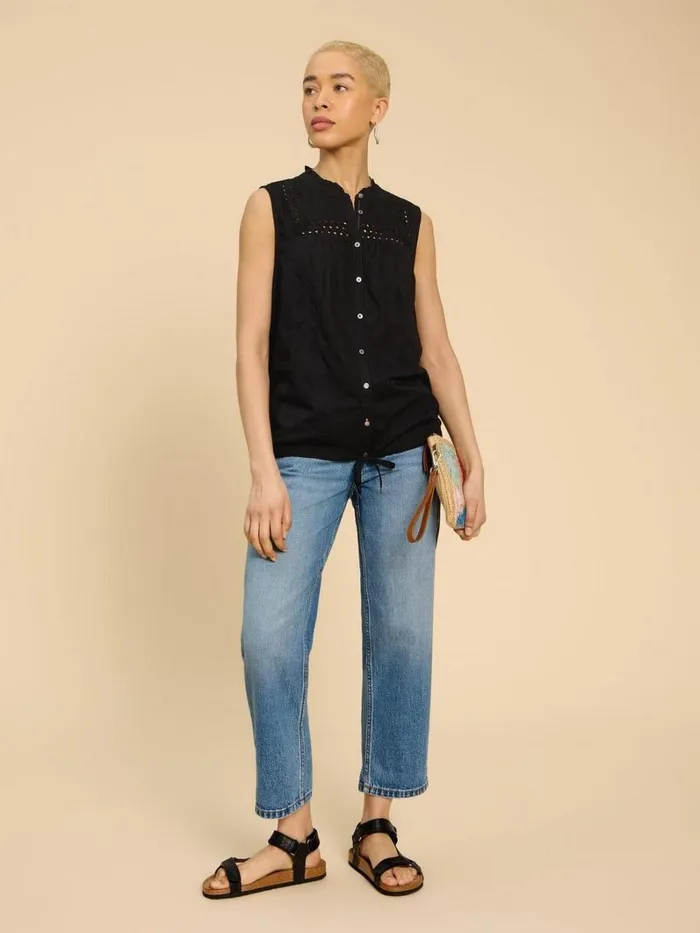 White Stuff SHIRTS and BLOUSES ARABELLA SLEEVELESS SHIRT Pure Black 8211 Women