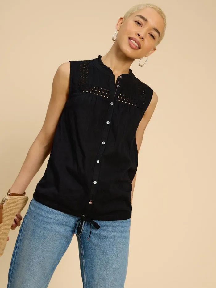 White Stuff SHIRTS and BLOUSES ARABELLA SLEEVELESS SHIRT Pure Black 8211 Women White Stuff SHIRTS and BLOUSES ARABELLA SLEEVELESS SHIRT Pure Black 8211 Women
