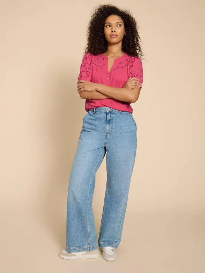 White Stuff SHIRTS and BLOUSES BELLA BRODERIE MIX TOP Mid Pink 8211 Women