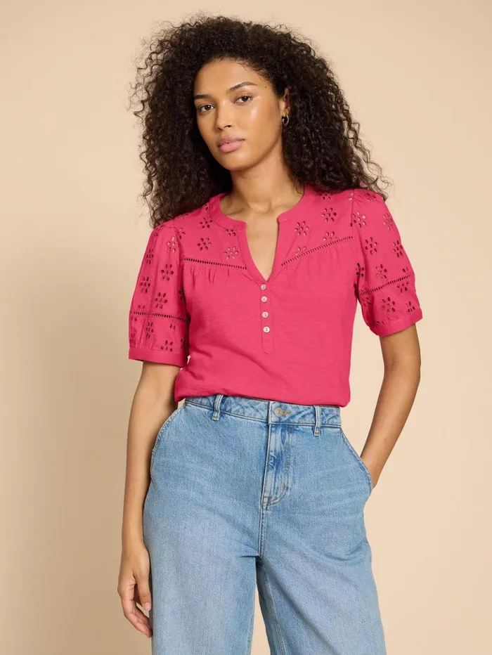 White Stuff SHIRTS and BLOUSES BELLA BRODERIE MIX TOP Mid Pink 8211 Women White Stuff SHIRTS and BLOUSES BELLA BRODERIE MIX TOP Mid Pink 8211 Women
