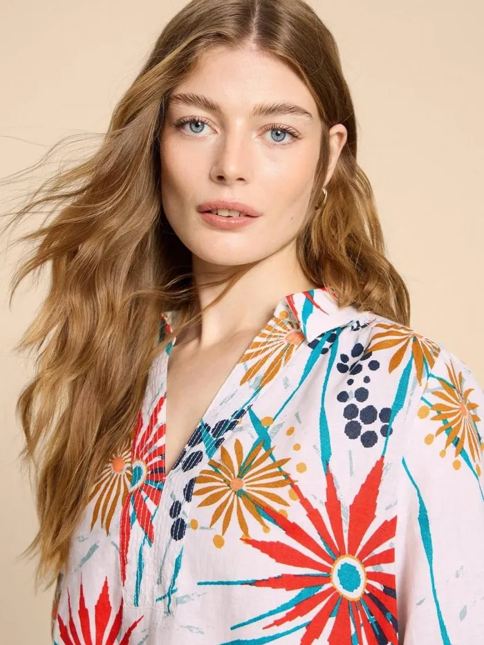 White Stuff SHIRTS and BLOUSES Blaire Linen Tunic Ivory Print 8211 Women White Stuff SHIRTS and BLOUSES Blaire Linen Tunic Ivory Print 8211 Women
