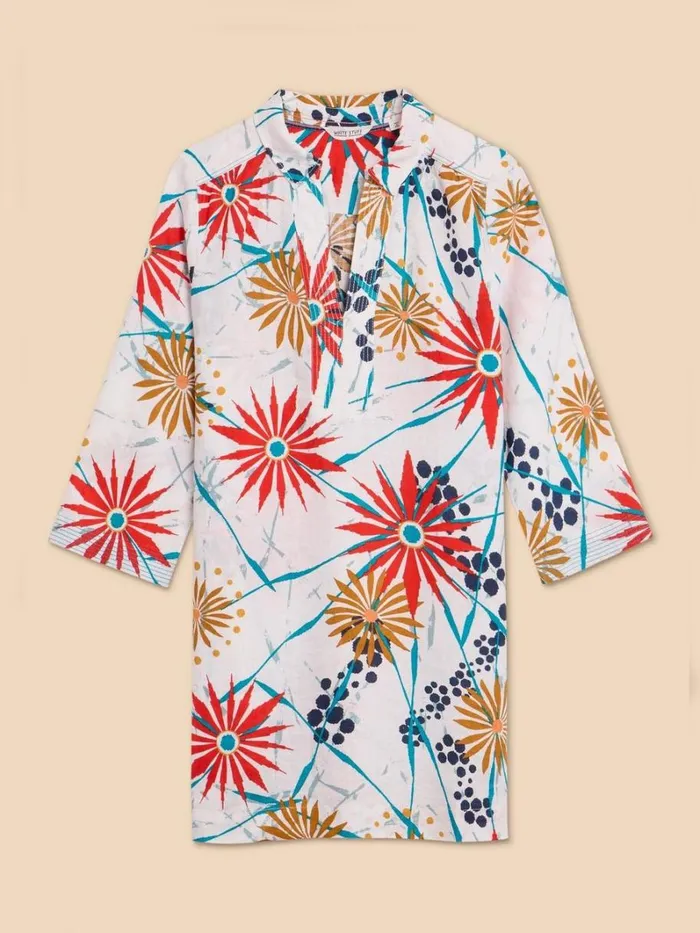 White Stuff SHIRTS and BLOUSES Blaire Linen Tunic Ivory Print 8211 Women White Stuff SHIRTS and BLOUSES Blaire Linen Tunic Ivory Print 8211 Women
