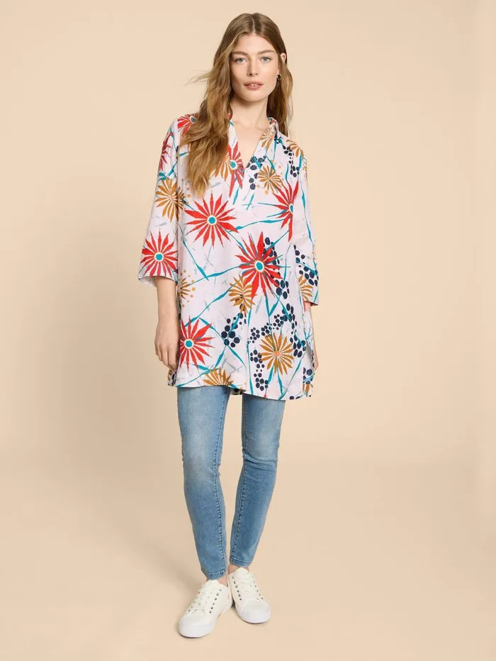 White Stuff SHIRTS and BLOUSES Blaire Linen Tunic Ivory Print 8211 Women White Stuff SHIRTS and BLOUSES Blaire Linen Tunic Ivory Print 8211 Women