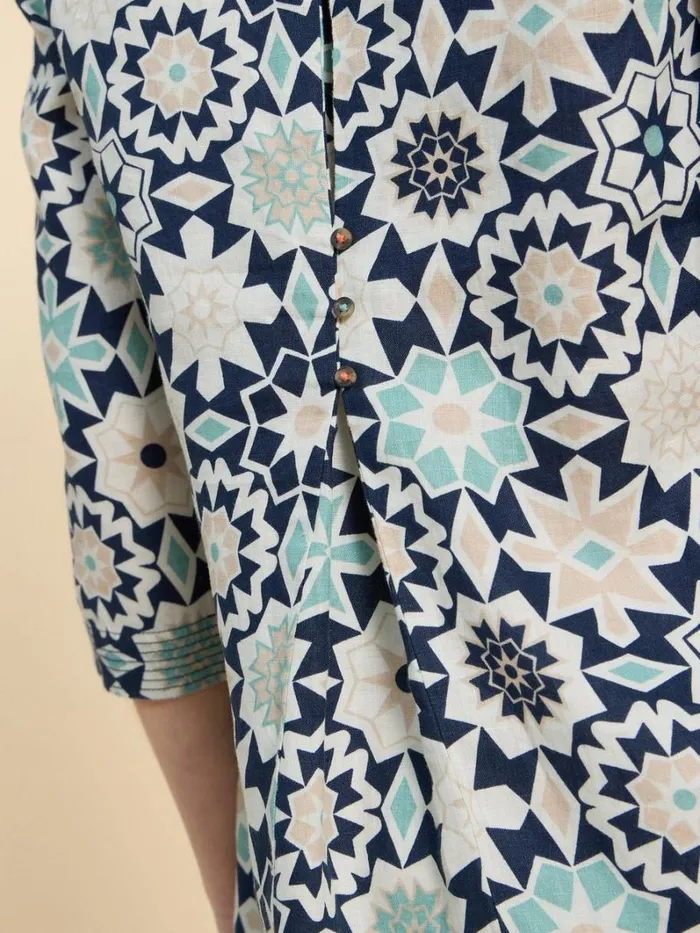 White Stuff SHIRTS and BLOUSES Blaire Linen Tunic Navy Print 8211 Women White Stuff SHIRTS and BLOUSES Blaire Linen Tunic Navy Print 8211 Women