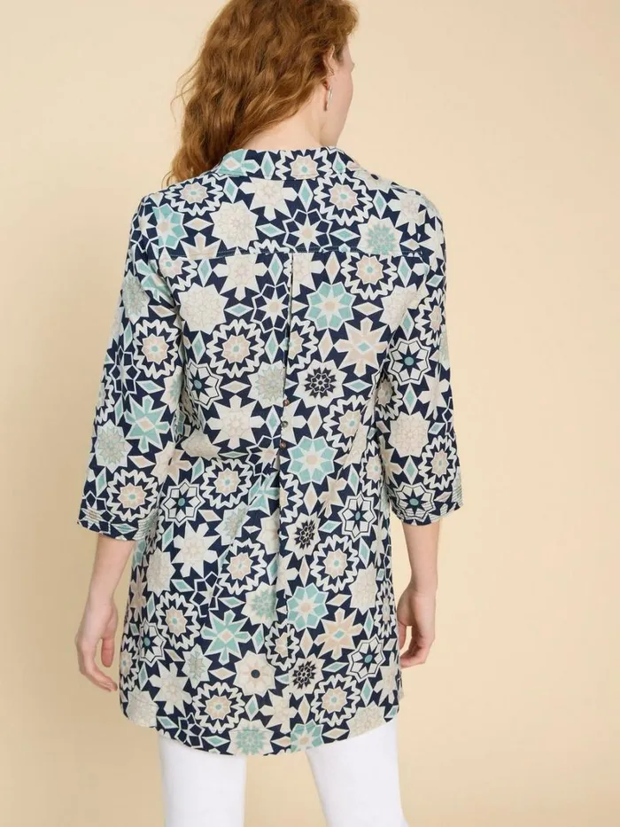 White Stuff SHIRTS and BLOUSES Blaire Linen Tunic Navy Print 8211 Women White Stuff SHIRTS and BLOUSES Blaire Linen Tunic Navy Print 8211 Women