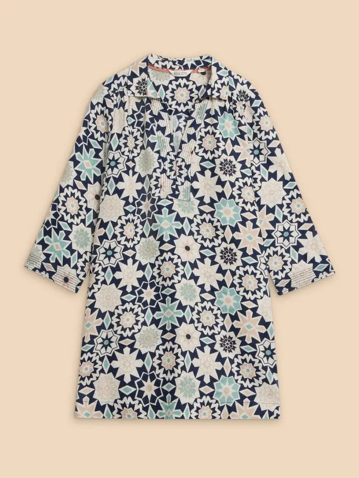 White Stuff SHIRTS and BLOUSES Blaire Linen Tunic Navy Print 8211 Women White Stuff SHIRTS and BLOUSES Blaire Linen Tunic Navy Print 8211 Women